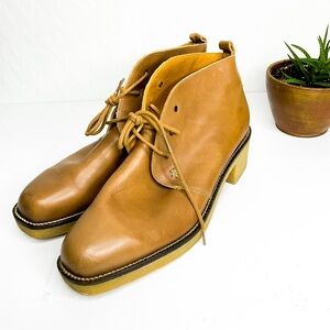 Elizabeth Stuart Boots Tan Leather Lace Up France 39